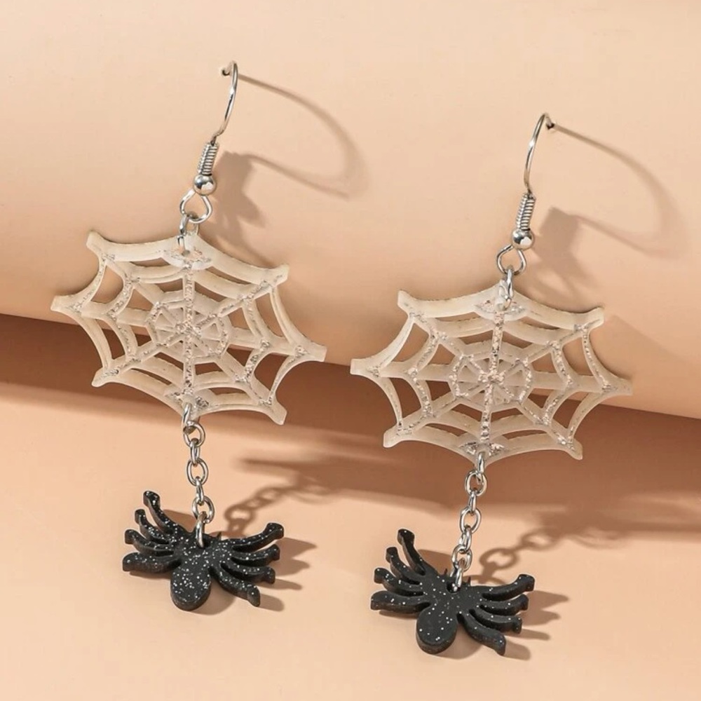 🕷️ Awesome Large Glitter Spider Web Cobweb Spiderweb Tassel Drop Earrings 🕸️
